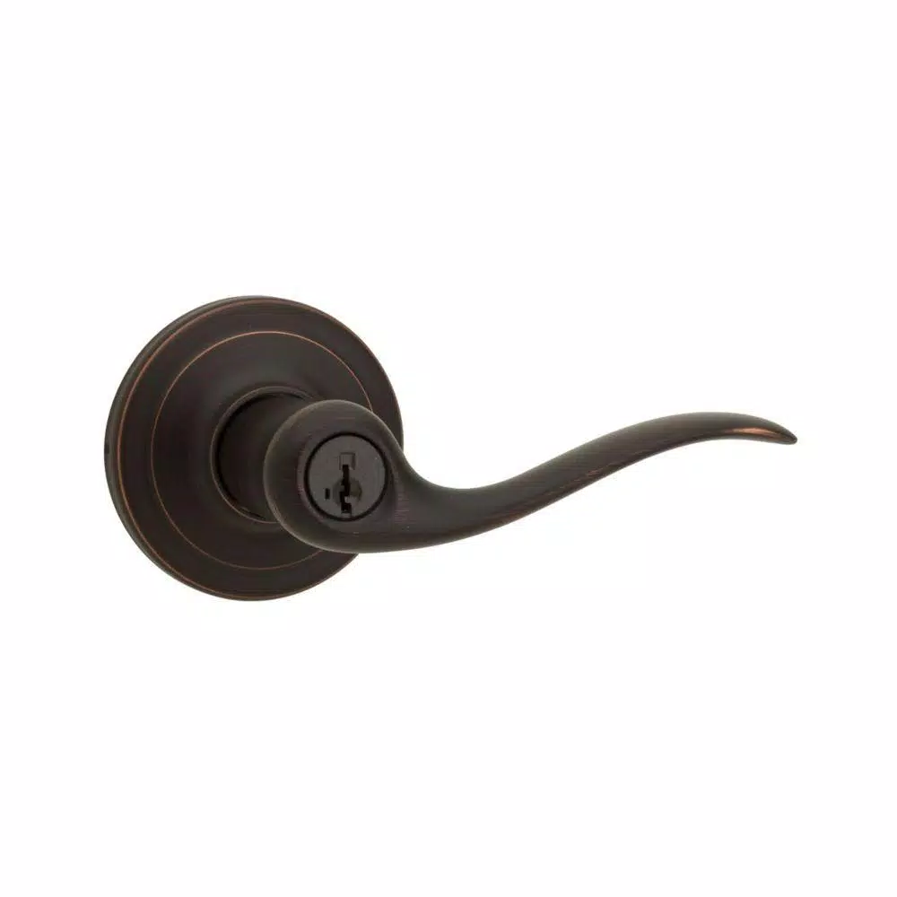Kwikset Tustin Venetian Bronze Exterior Entry Door Lever with SmartKey Security