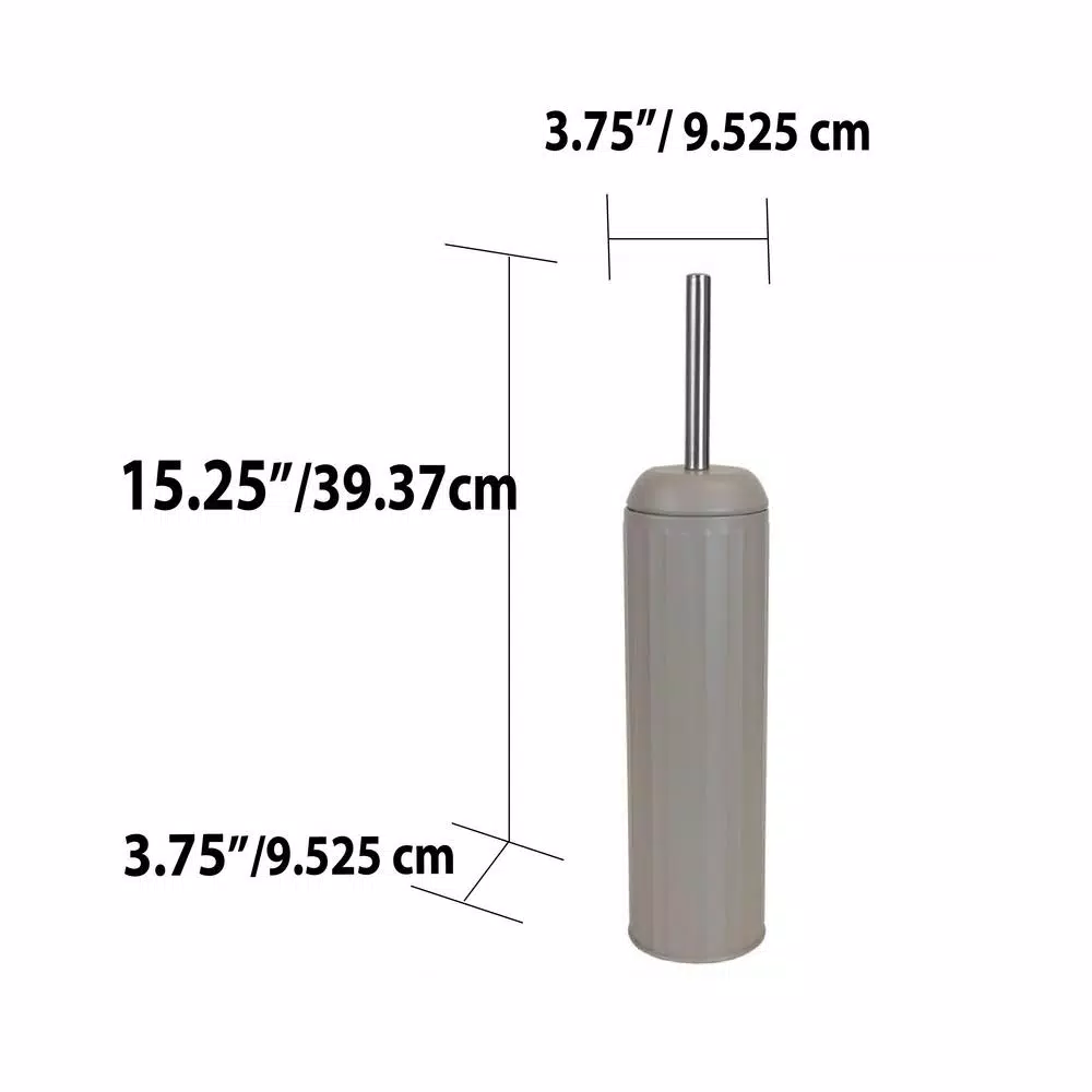 Unbranded Modern Stainless Steel Toilet Brush with Hygienic Splash-Proof Holder - Tan/Gray