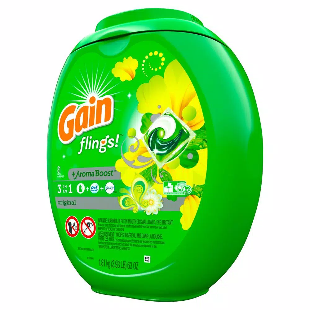 Gain Flings Original Scent Laundry Detergent Pods, 81 Count (2-Pack)