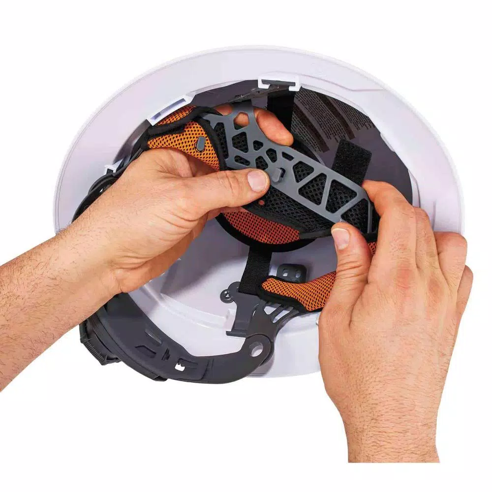 Ergodyne Skullerz 8973 Class C Full Brim Vented Hard Hat with Ratchet Suspension - White