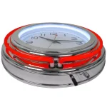 Trademark Red Double Ring Neon Wall Clock - 14 in. Retro Chrome Finish thumbnail 3