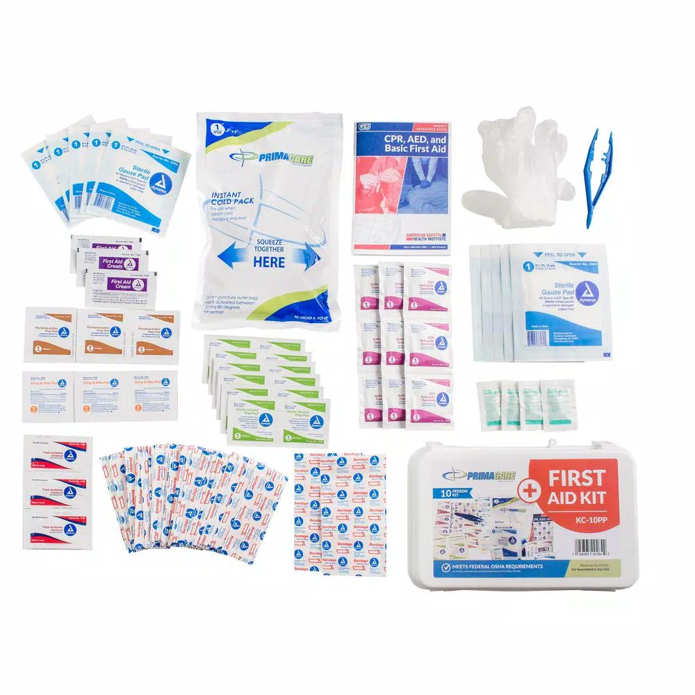 Unbranded 96-Piece 10-Person OSHA Compliant Poly First Aid Kit with Wall Mount Bracket