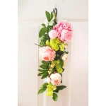 Nearly Natural 24 in. Mixed Pink Peony and Hydrangea Teardrop Floral Swag Wreath thumbnail 4