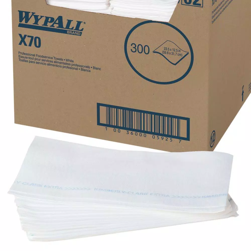 Wypall X70 White Extended Use Foodservice Cleaning Wipes, 300-Count