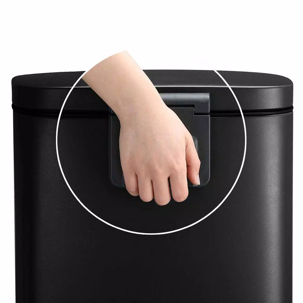 Boyel Living 13 Gallon Stainless Steel Rectangular Kitchen Step Trash Can with Black Lid