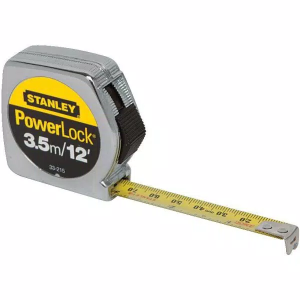 Stanley PowerLock 12 ft. x 1/2 in. Tape Measure, Metric/SAE Dual Scale with Cast-Metal Housing