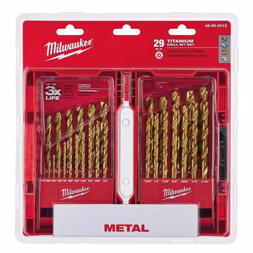Milwaukee Thunderbolt Titanium Coated Twist Drill Bit Set, 29-Piece