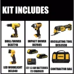 DEWALT 20V MAX Cordless 4-Tool Combo Kit with (2) 1.5 Ah Batteries & Charger thumbnail 2