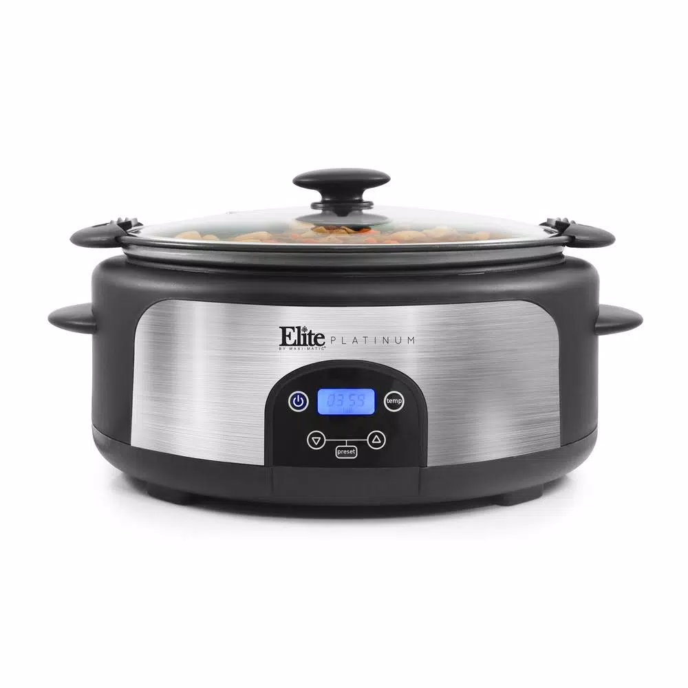 Elite Platinum 6 Qt. Programmable Slow Cooker with Locking Lid and Stainless Steel Finish