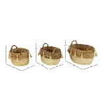 LITTON LANE Oval Banana Leaf and Wicker Storage Basket Set of 3 with Handles thumbnail 6