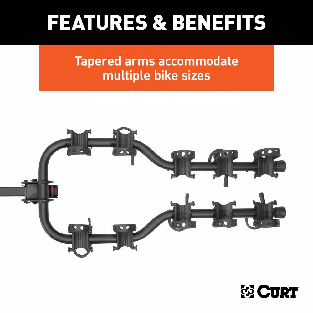 CURT Premium 5-Bike Hitch Mounted Bike Rack, 2-inch Receiver, 225 lb Capacity