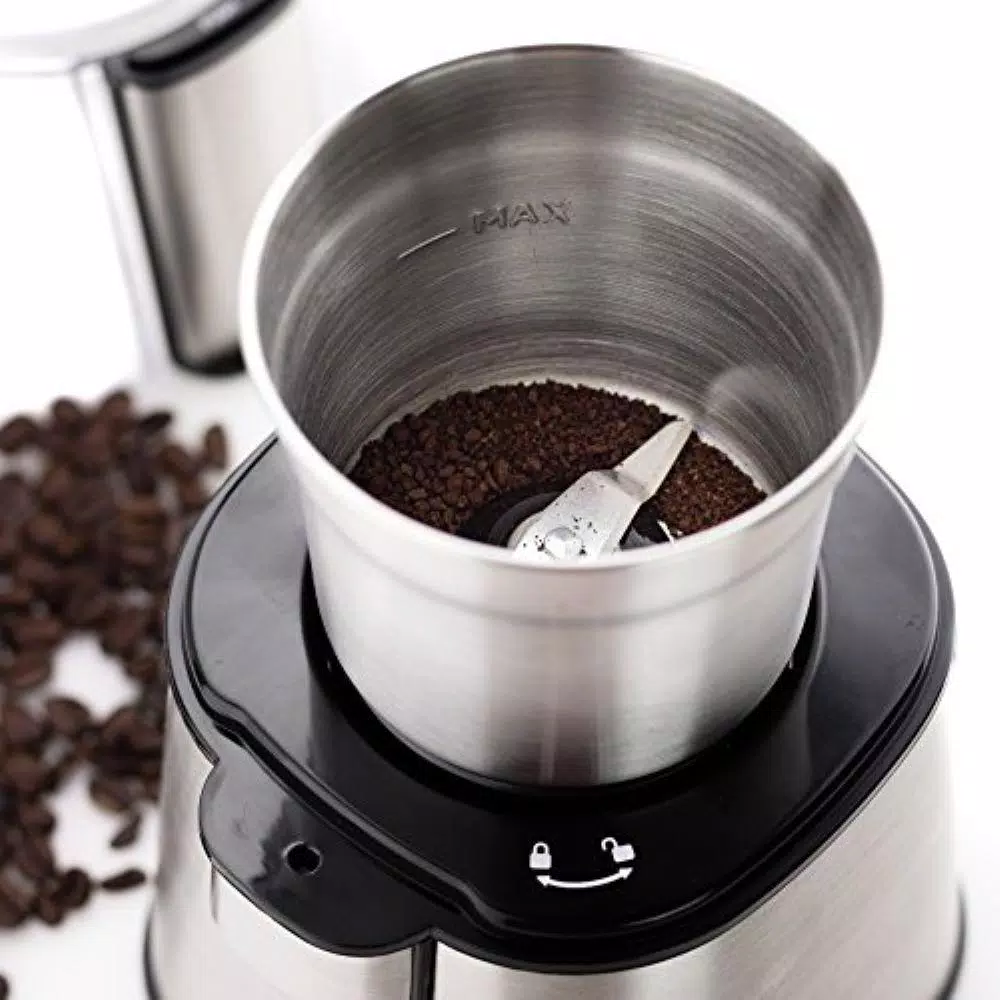 Ovente Electric Coffee Grinder, 200W Multi-Purpose Blade Grinder, Silver
