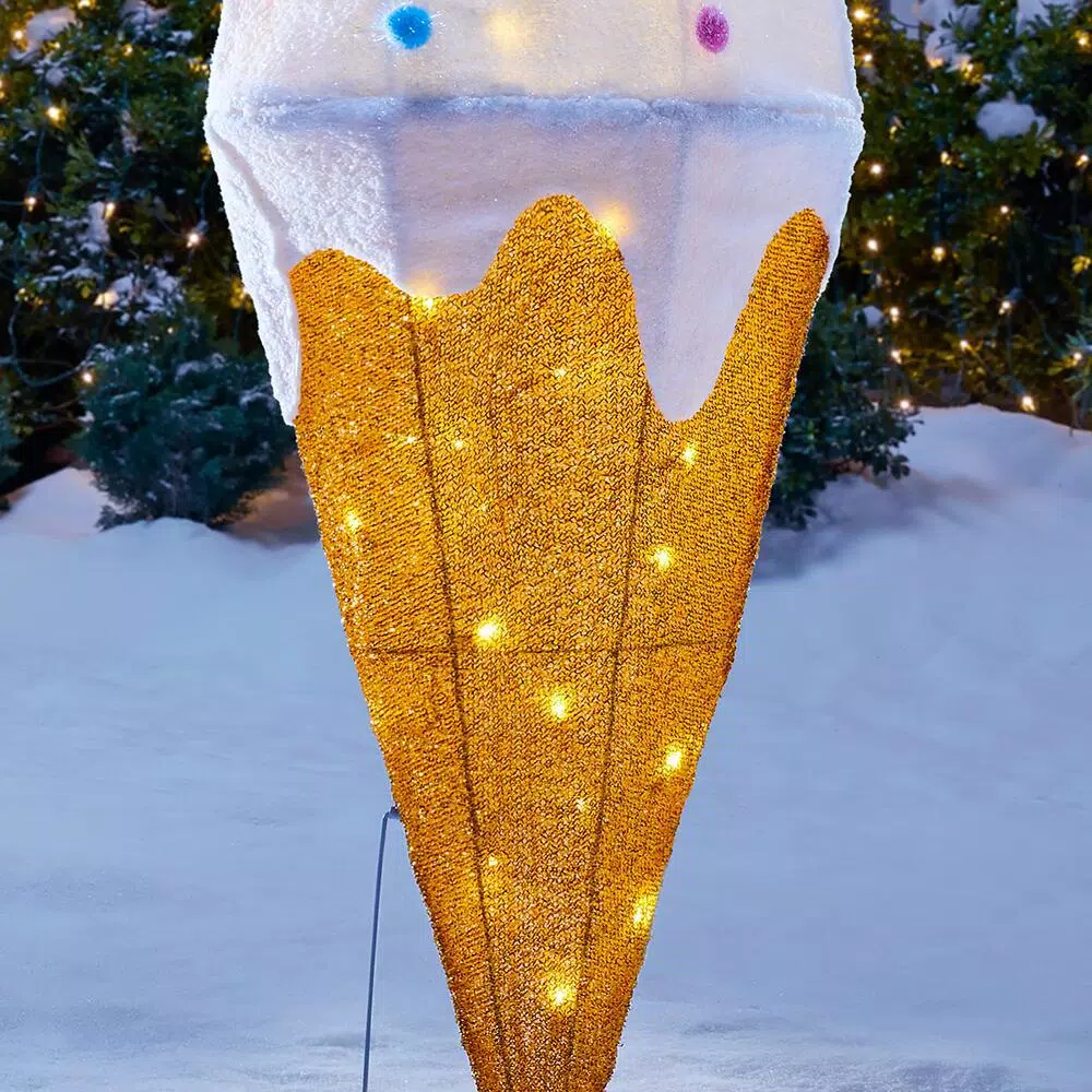 Home Accents Holiday 42 in. Warm White 40-Light LED Ice Cream Yard Decoration