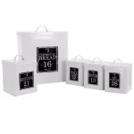 MegaChef 5-Piece Metal Kitchen Canister Set with Lids, White thumbnail 2