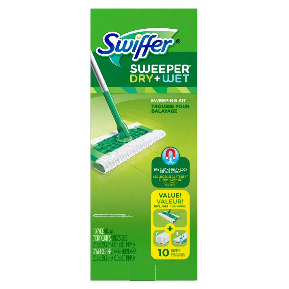 Swiffer Sweeper Dry and Wet Mop Starter Kit with 10 Cloths