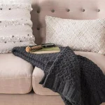 Safavieh Affinity Dark Grey Cable Knit Cotton Throw Blanket, 50 x 60 in. thumbnail 1