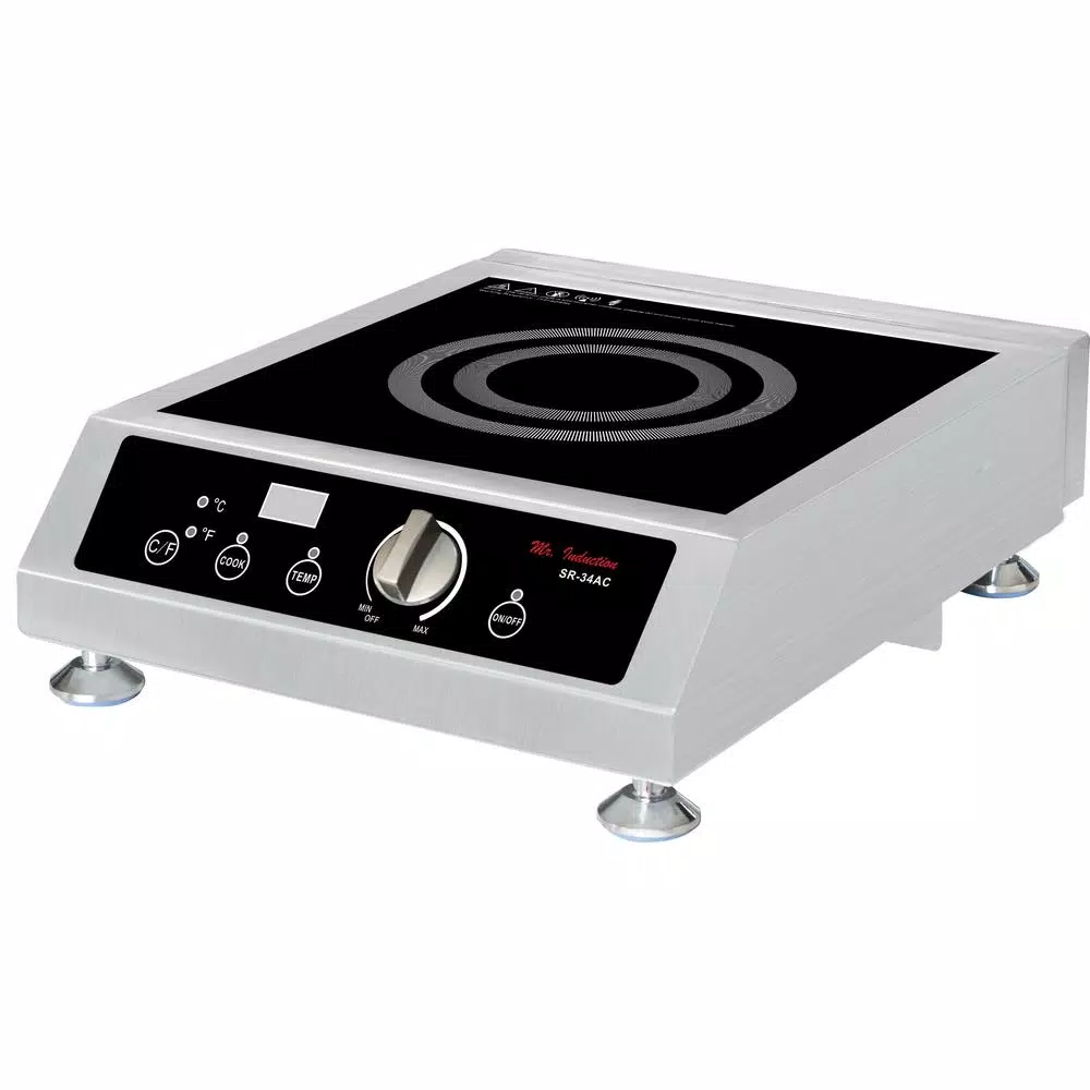 SPT 3400W Commercial Induction Cooktop - Black Stainless Steel Countertop Range