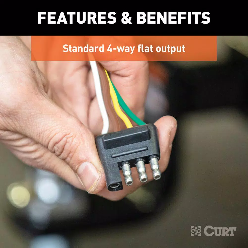CURT 4-Way Flat Trailer Connector Plug with 48" Wires and Installation Hardware