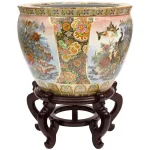 Unbranded Oriental Furniture 12 in. Famille Rose Porcelain Fishbowl with Hand-Painted Satsuma Design thumbnail 2