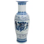 Unbranded Oriental Furniture 35 in. Blue and White Porcelain Tung Chi Floor Vase thumbnail 7