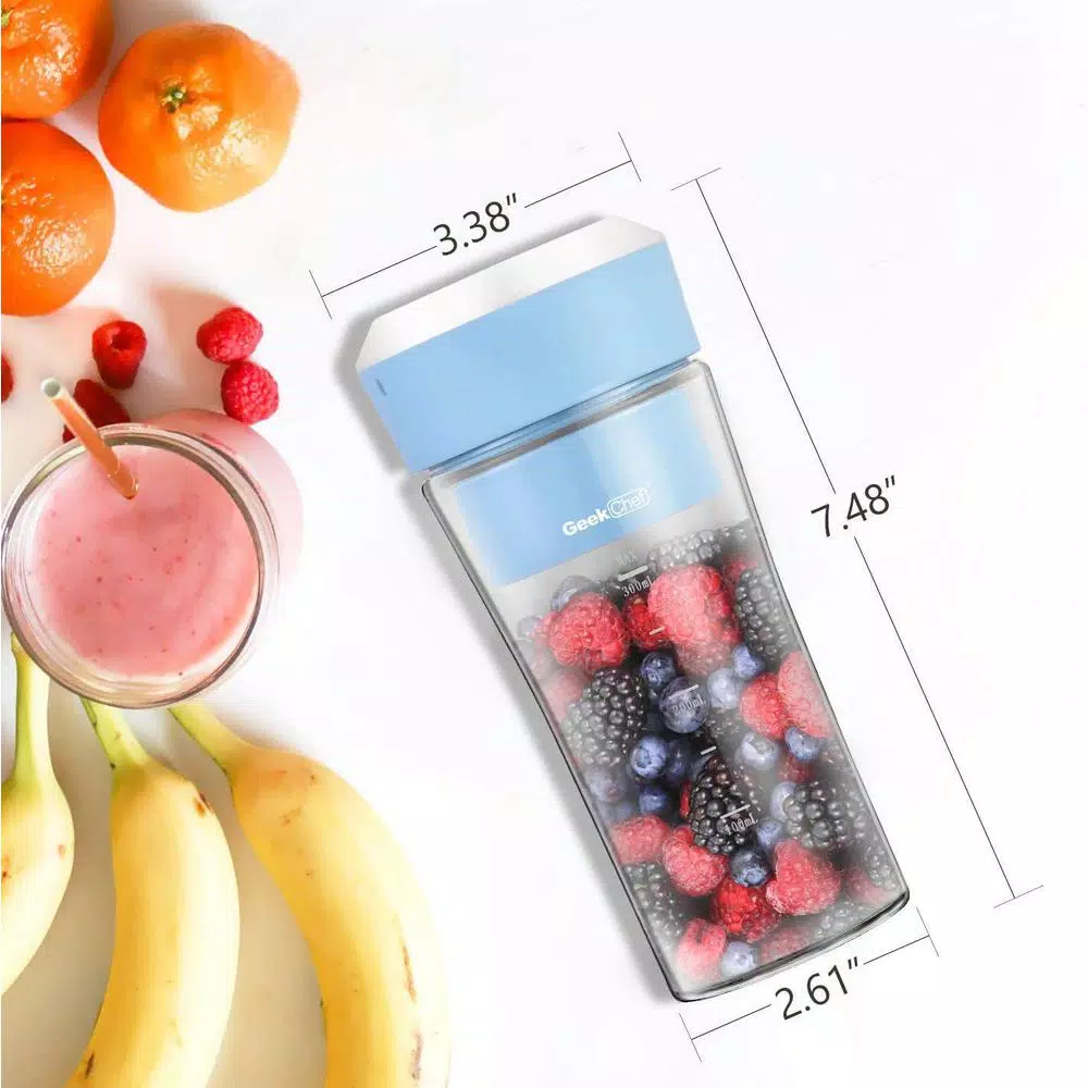 Geek Chef 10 oz. Portable Juicer Blender, Blue Personal Shaker with Magnetic Charging