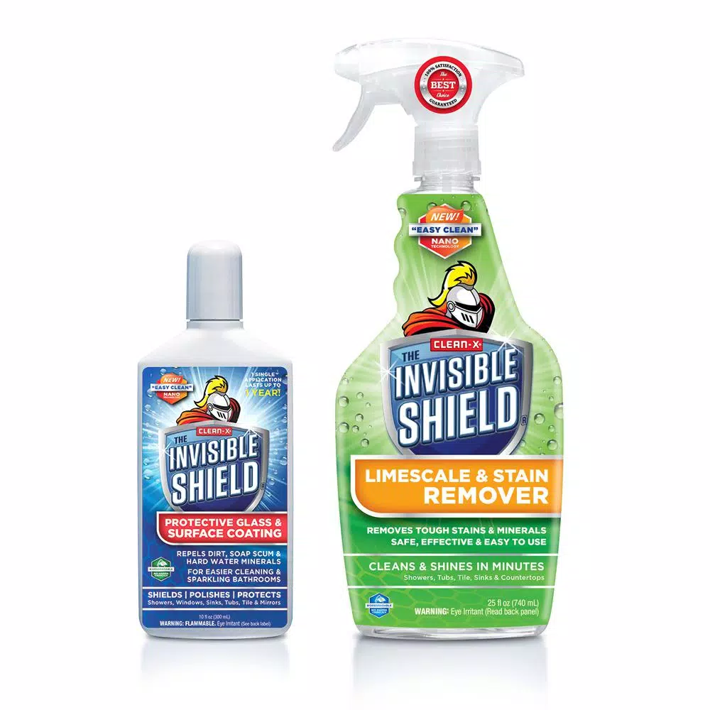 Clean-X Invisible Shield Tub and Shower Glass Lime Scale Cleaner and Protectant Kit
