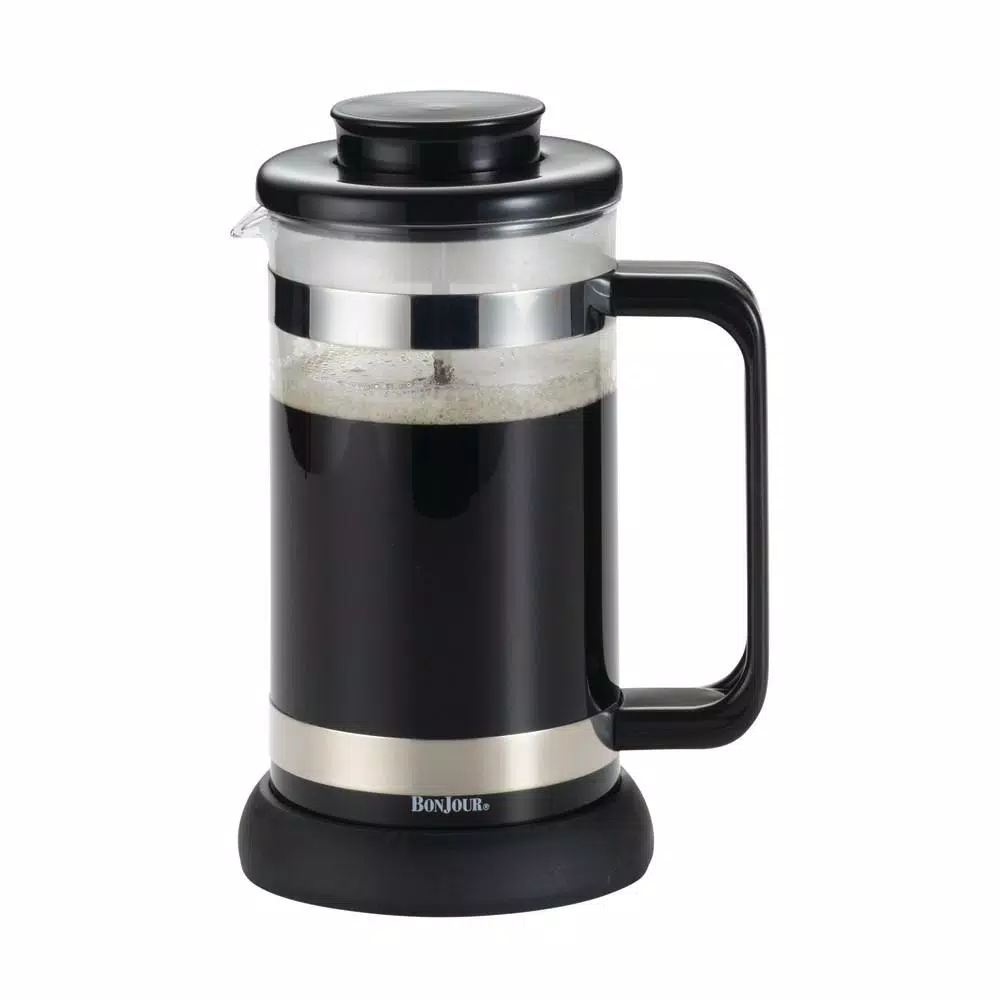 BonJour Coffee & Tea Riviera 8-Cup French Press with Coaster and Scoop, Black