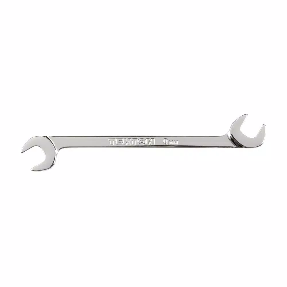 TEKTON 9 mm Angle Head Open End Wrench, 60° Offset, 4140 Chrome Moly Steel