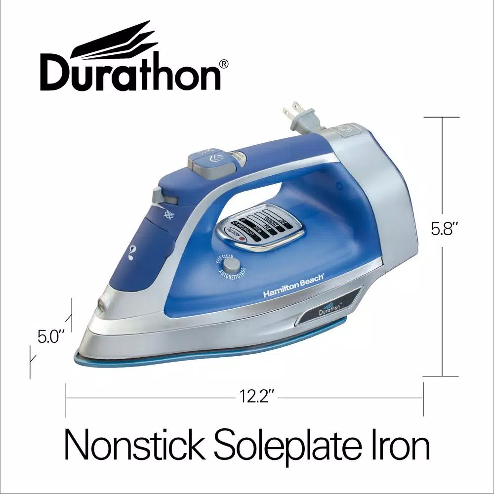 Hamilton Beach Durathon Nonstick Steam Iron with 1700W Power and 3-Way Auto Shutoff