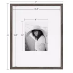 DesignOvation Gallery 16 x 20 Gray Wood Picture Frame with White Mat for 8 x 10 Photos thumbnail 5