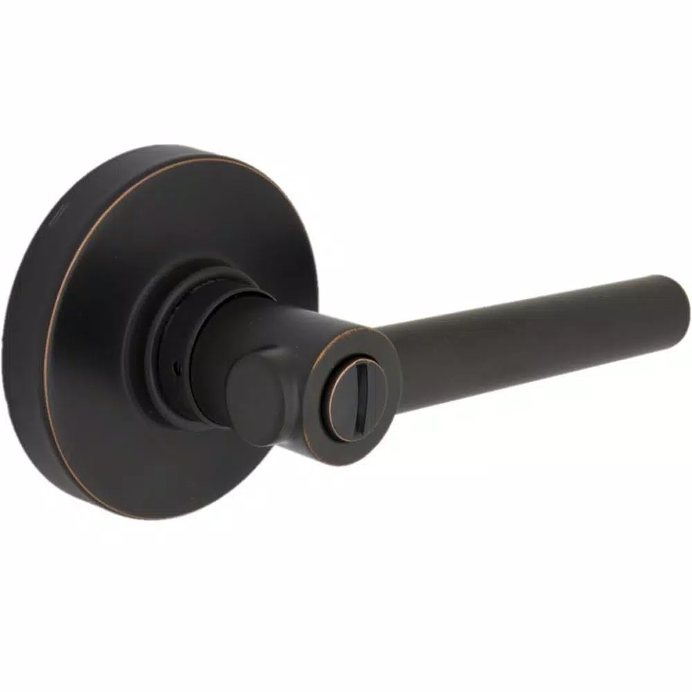 Defiant Highland Aged Bronze Privacy Door Lever with Round Rose