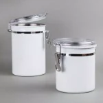 Creative Home 4-Piece White Stainless Steel Canister Set with Airtight Locking Clamp Lids thumbnail 4