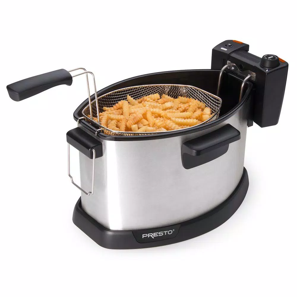 Presto Pro-Fry Electric Rotisserie Turkey Fryer, 1800W Indoor Deep Fryer with Stainless Steel Housing