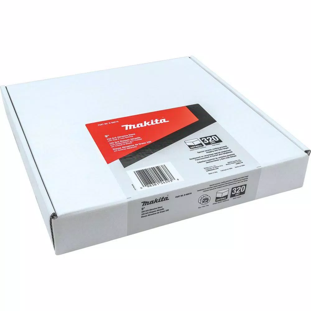 Makita 9 in. Round Ceramic Abrasive Discs, 320-Grit, Hook & Loop (25-Pack)