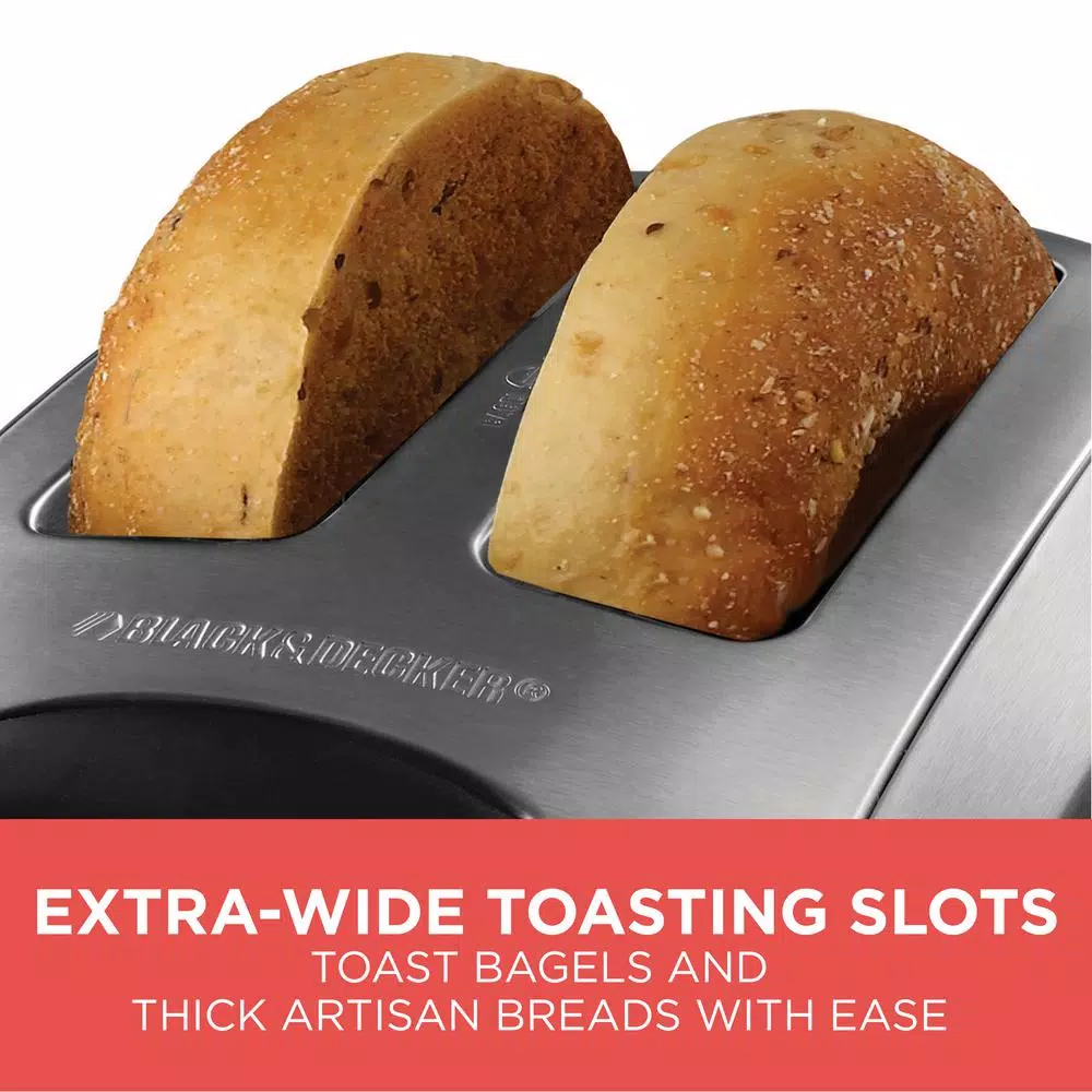 Black+Decker 2-Slice Stainless Steel Pop-Up Toaster with Browning Control