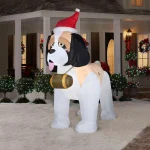 Gemmy 9 ft. Inflatable St. Bernard Christmas Yard Decoration with White Lights thumbnail 2