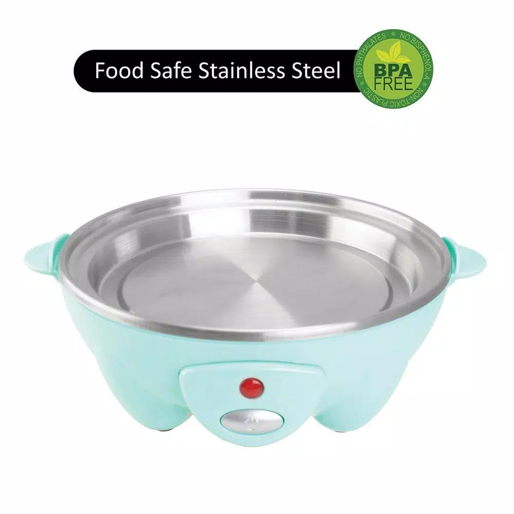 Brentwood 7-Egg Blue Electric Egg Cooker with Auto Shutoff, Poaching Tray & Omelet Maker