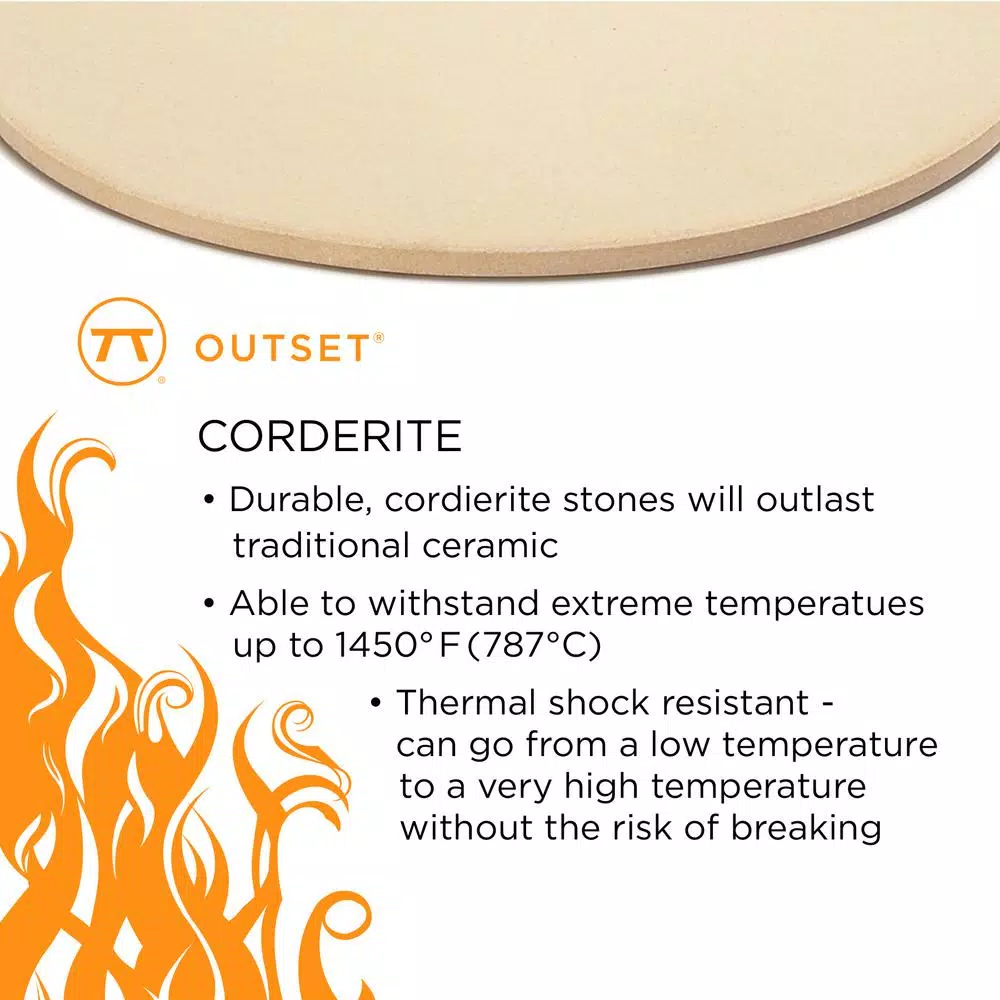 Outset 13 in. Round Cordierite Pizza Grill Stone