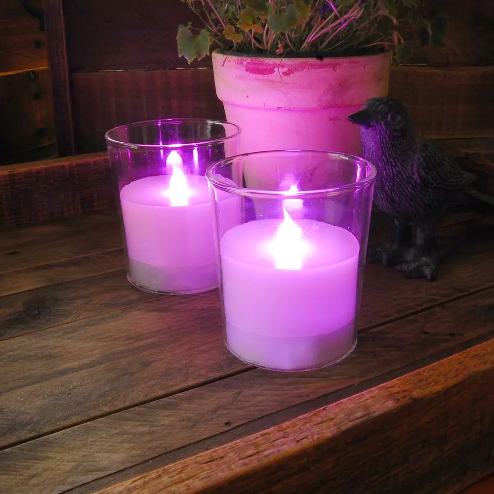 LUMABASE Multi-Function Battery Operated LED Candles with Frosted Glass and Remote Control, 2-Count