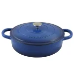 Crock-Pot Artisan 5 Qt. Enameled Cast Iron Round Braiser Pan with Self-Basting Lid, Blue thumbnail 1