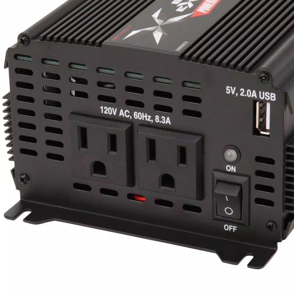 Schumacher 12V 1000W Power Inverter Battery Extender with Dual AC Outlets and USB Ports
