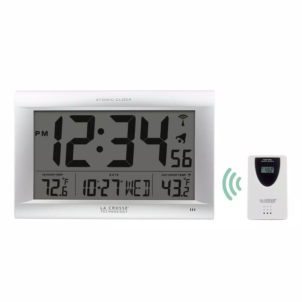 La Crosse Technology Jumbo Atomic Digital Wall Clock with Outdoor Temperature Sensor & WWVB Radio Controlled Time