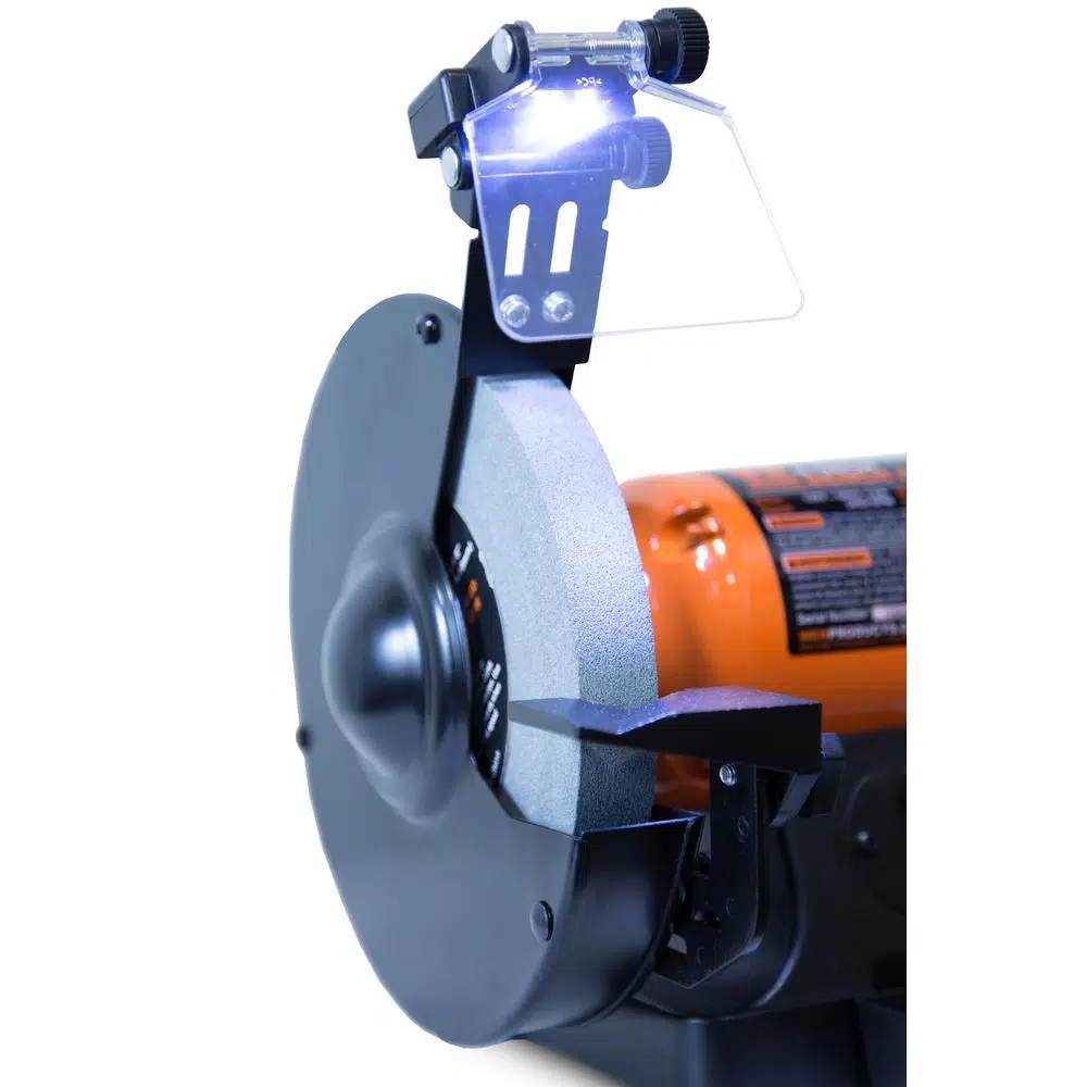 WEN 8 in. Bench Grinder, 4.8 Amp with LED Work Lights and Quenching Tray
