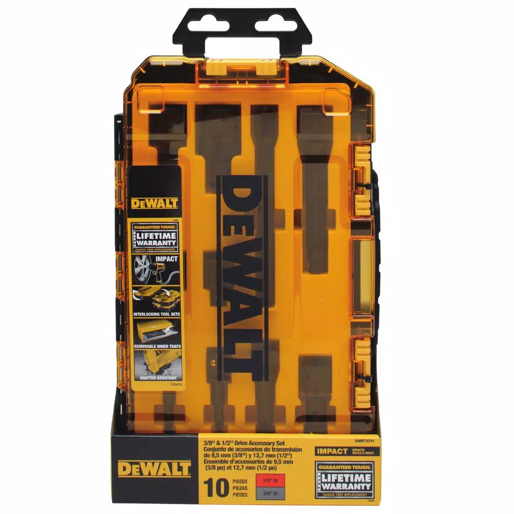 DEWALT DWMT74741 10-Piece Impact Accessory Set, 3/8 in. and 1/2 in. Drive