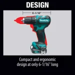 Makita 12V Max CXT Brushless 3/8 in. Cordless Driver Drill Kit with (2) 2.0Ah Batteries, Charger, and Case thumbnail 9