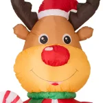 Glitzhome 8 ft. Lighted Inflatable Reindeer Christmas Decor with LED Lights thumbnail 2