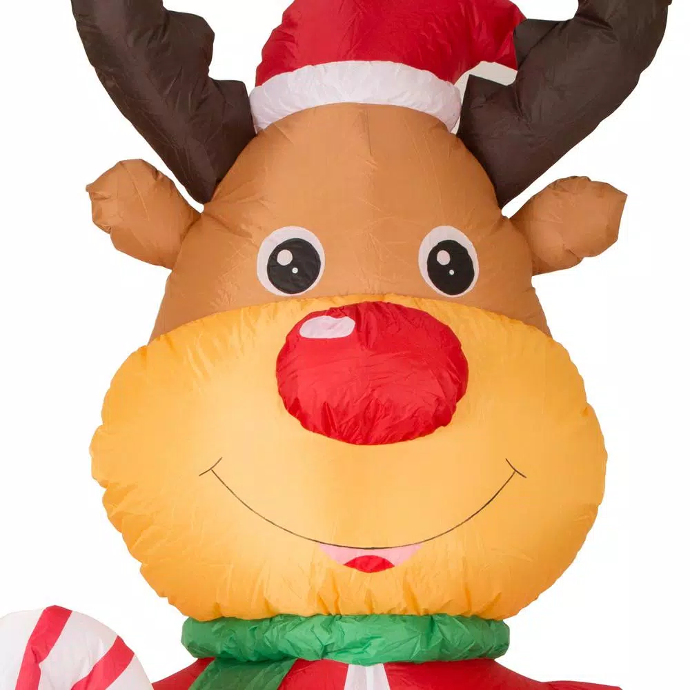 Glitzhome 8 ft. Lighted Inflatable Reindeer Christmas Decor with LED Lights