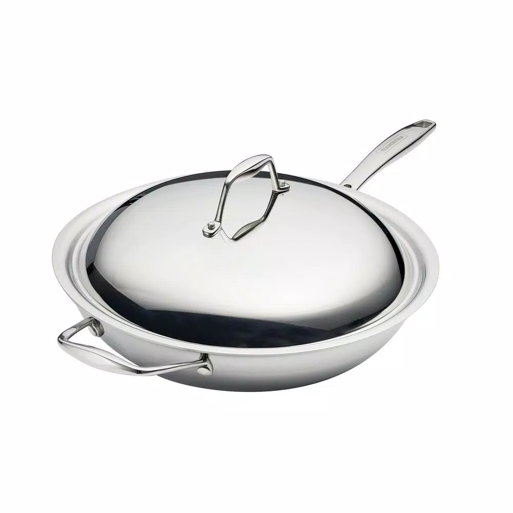 Tramontina 12 in. Tri-Ply Clad Stainless Steel Wok with Lid