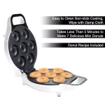 Chef Buddy 750W Mini Donut Maker, Nonstick Electric Dessert Specialty Appliance, White thumbnail 3
