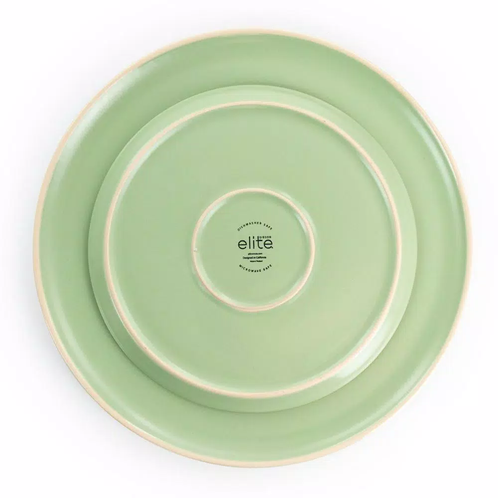 GIBSON elite Gibson Serenade 16-Piece Green Round Stoneware Dinnerware Set